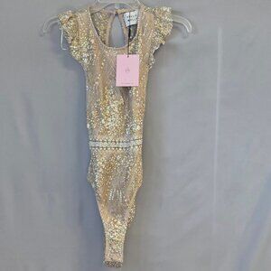 Hello Molly Champagne Bodysuit; NWT
